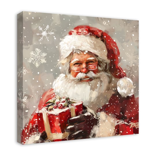Happy Neutral Santa 24" x 24" Canvas Wall Art